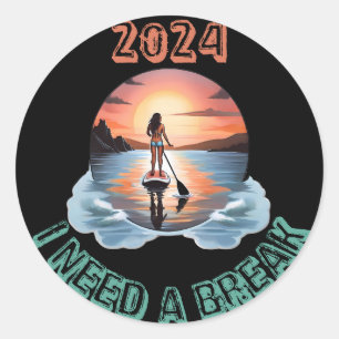 Sticker Rond Stopper la sérénité du surf en Paddleboard