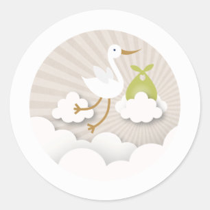 Sticker Rond Stores avec Baby shower neutre Bundle Vert