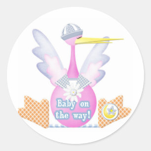 Sticker Rond Stork Baby sur le chemin