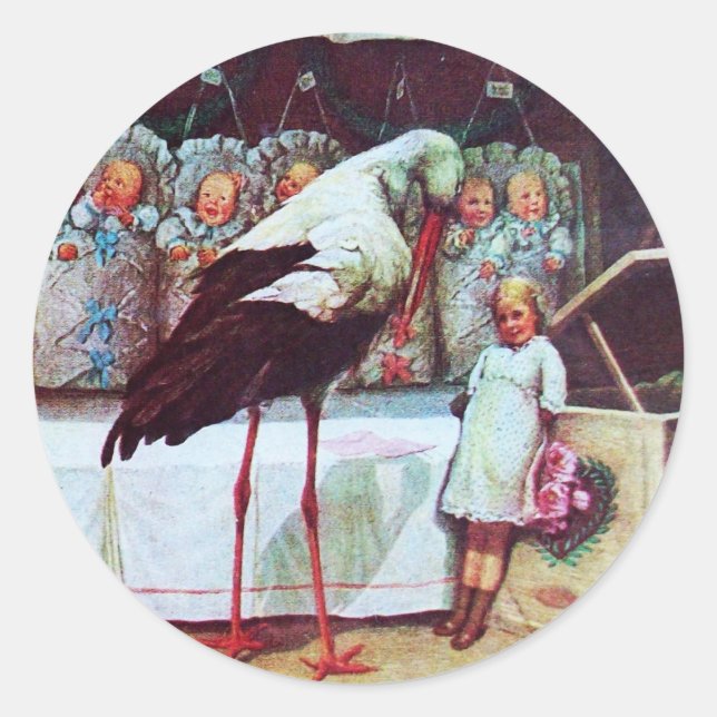 STICKER ROND STORK BÉBÉ GARÇON DOUCHE 3 (Devant)