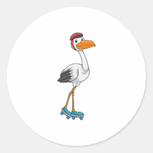 Sticker Rond Stork en Patinage en ligne avec Roller skates