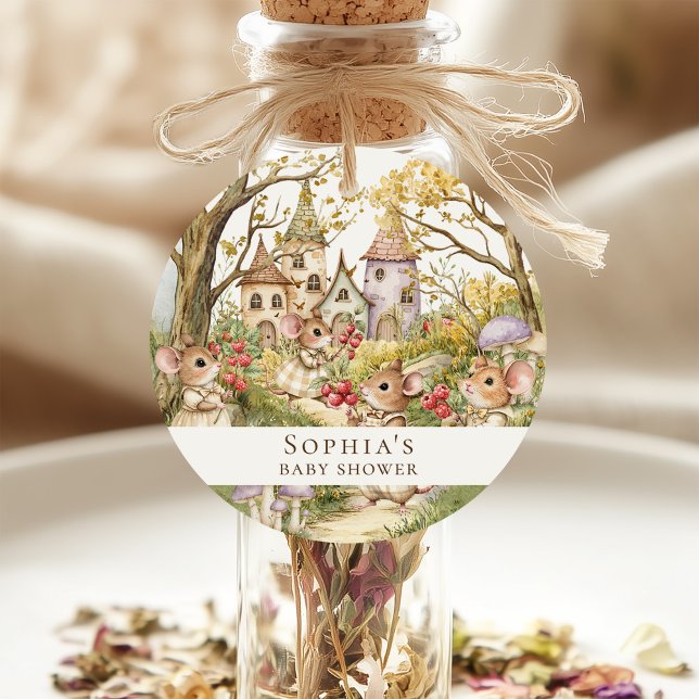 Sticker Rond Storybook Animaux Baby shower aquarelle (Créateur téléchargé)