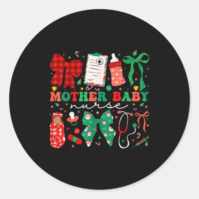 Sticker Rond Stpartum Xmas Coquette Mother Baby Nurse Christmas (Devant)