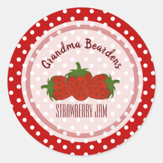 Sticker Rond Strawberry And Polka Dot Personalized Labels