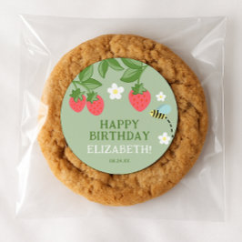 Sticker Rond Strawberry Birthday Party Favor Thank you