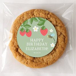 Sticker Rond Strawberry Birthday Party Favor Thank you