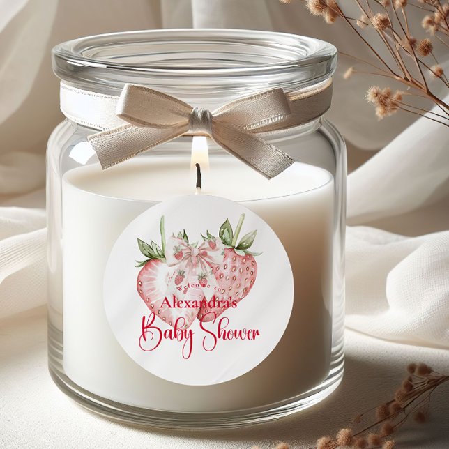 Sticker Rond Strawberry Woodland Baby Shower (Créateur téléchargé)