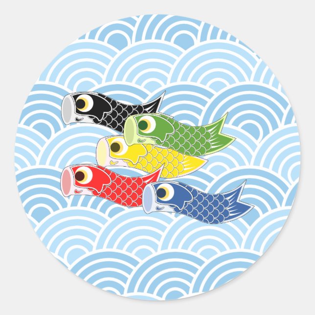 Sticker Rond Streamers à carpe Kodomo-no-hi (Devant)