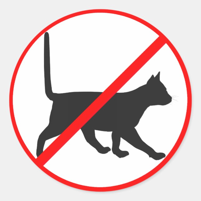 Sticker Rond Strictement Interdit Aux Chats ! (Devant)