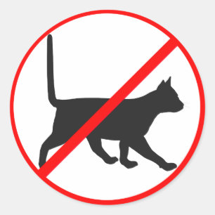 Sticker Rond Strictement Interdit Aux Chats !