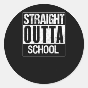 Sticker Rond Stright Outta School 1