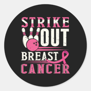 Sticker Rond Strike Out Breast Cancer Awareness Bowling Strike