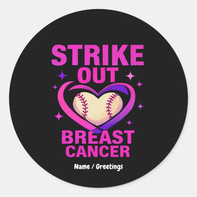 Sticker Rond Strikeout Sensibilisation au cancer du sein Violen (Devant)