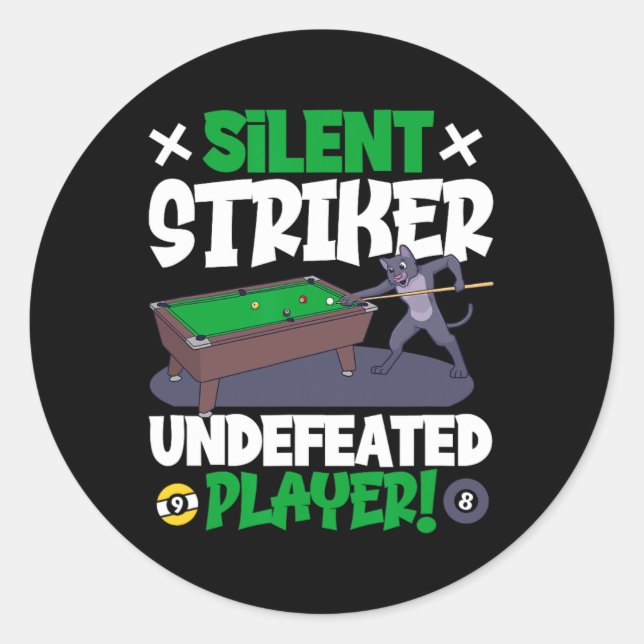 Sticker Rond Striker Silencieux - Billard Et Chat (Devant)