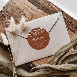 Sticker Rond String Lights Terracotta Merci Mariage Faveur