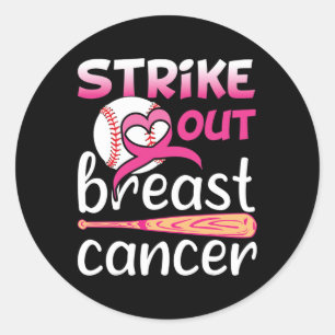 Sticker Rond Striout Breast Cancer Awareness Baseball Softba