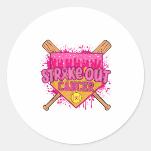 Sticker Rond Striout Breast Cancer Guerrier Softball Drip Hom
