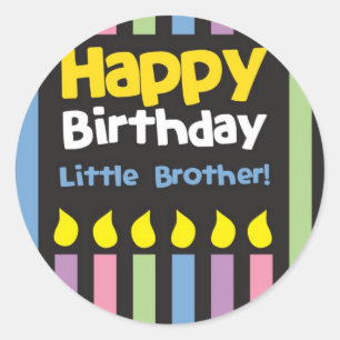 Sticker Rond Stripey de petit frère de joyeux anniversaire