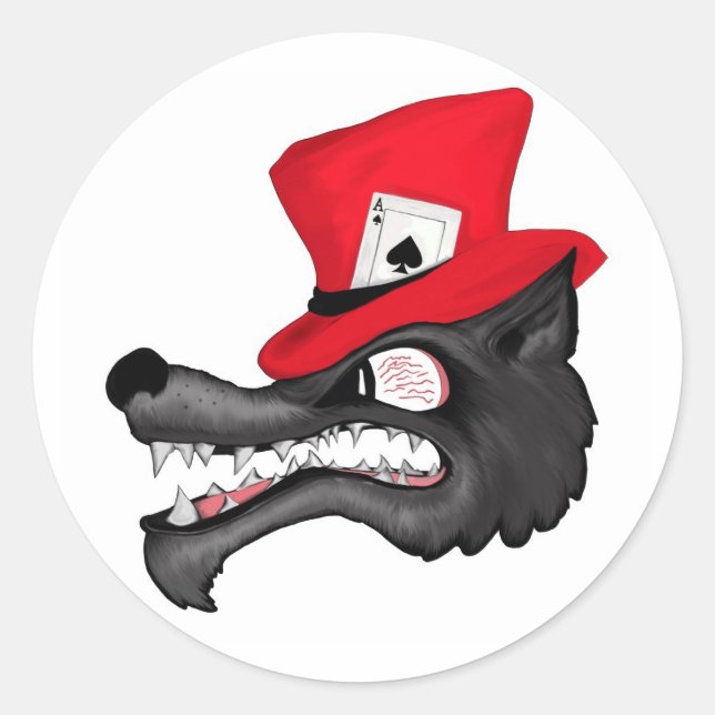 Sticker Rond Stroc de loup solitaire (Devant)