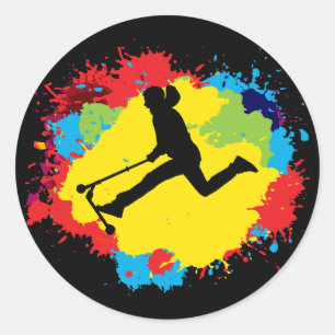 Sticker Rond Stunt Scooter Freestyle Scootering Rider