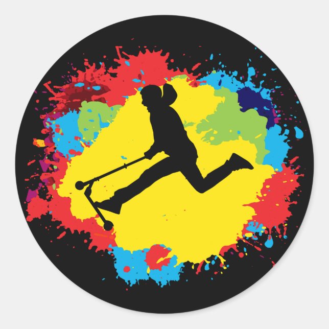 Sticker Rond Stunt Scooter Freestyle Scootering Rider (Devant)