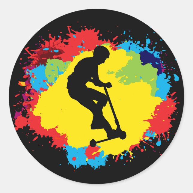 Sticker Rond Stunt Scooter Freestyle Scootering Rider (Devant)