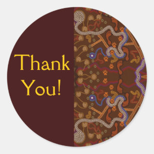 Sticker Rond Style aborigène australien Walkabout Art Design