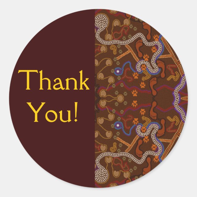 Sticker Rond Style aborigène australien Walkabout Art Design (Devant)