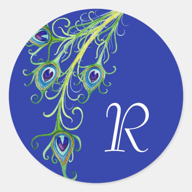 Sticker Rond Style Art Déco Nouveau Peacock Feathryl (Devant)