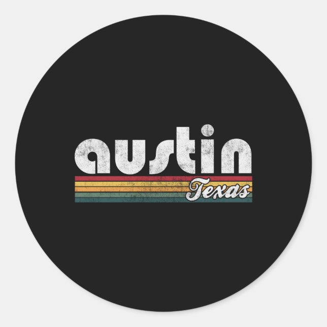 Sticker Rond Style Austin Texas 70'S 80 (Devant)