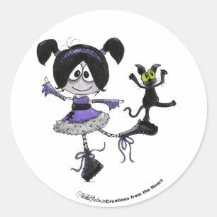 Sticker Rond Style Ballerina Goth