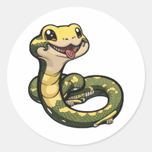 Sticker Rond style caricature autocollante anaconda