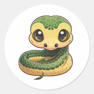 Sticker Rond style caricature autocollante anaconda
