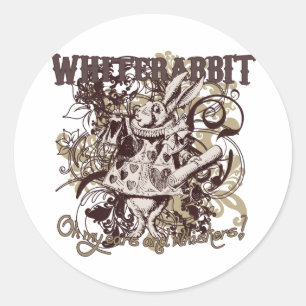 Sticker Rond Style carnivale lapin blanc