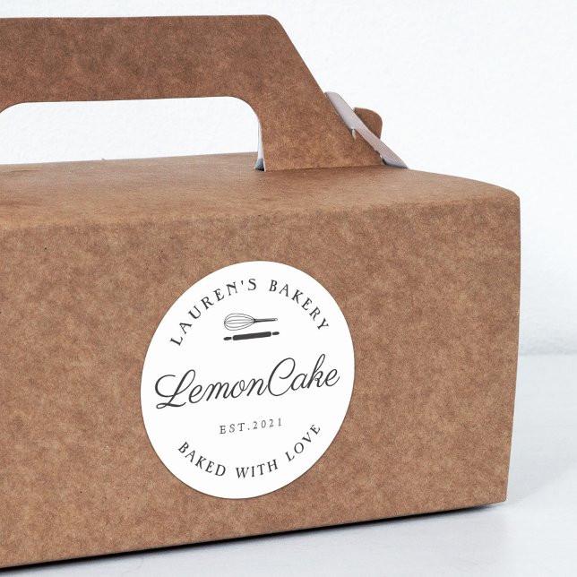 Sticker Rond Style classique Accueil Boulangerie Logo Cuisiné a (Créateur téléchargé)