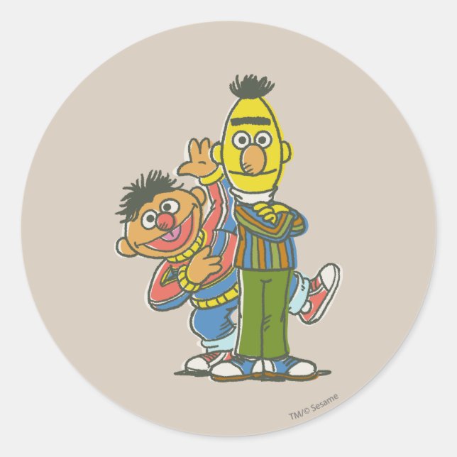 Sticker Rond Style classique Bert et Ernie (Devant)