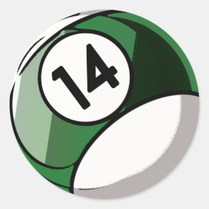 Sticker Rond Style comique Numéro 14 Billard Ball