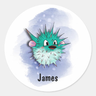 Sticker Rond style d'aquarelle de poisson vert