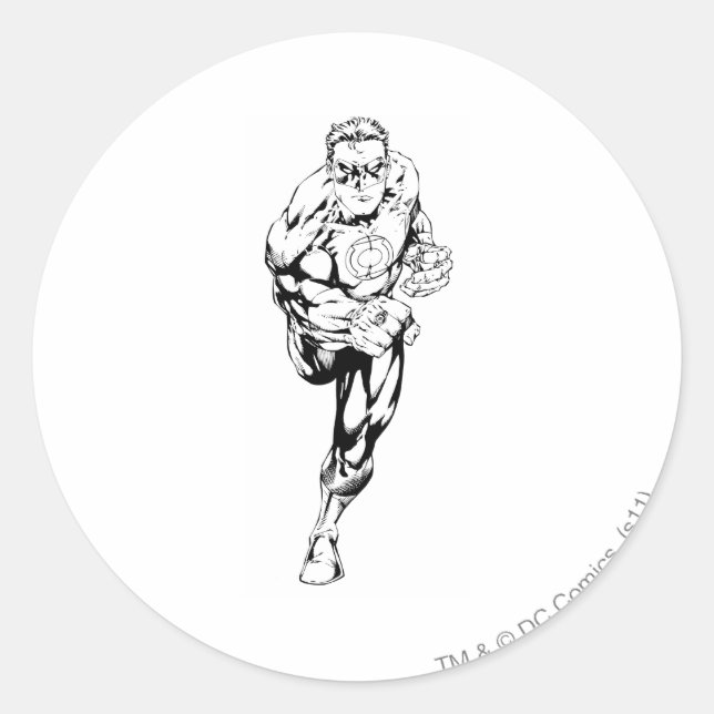 Sticker Rond Style de bande dessinée - Coureur, noir et blanc (Devant)