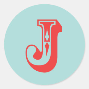 Sticker Rond Style de carnaval LetterI J monogramme première pr