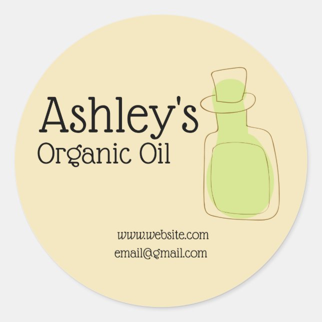 Sticker Rond Style de conception d'huile biologique personnalis (Devant)