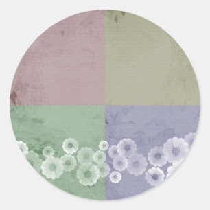 Sticker Rond Style de Feng Shui avec des fleurs