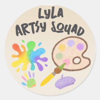 Sticker Rond Style de rayonne modifiable - Peinture et palette 