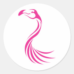 Sticker Rond Style d'icône du logo du Flamant rose cool
