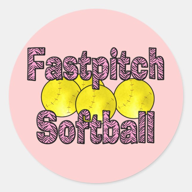 Sticker Rond Style Fastpitch Softball Zebra (Devant)