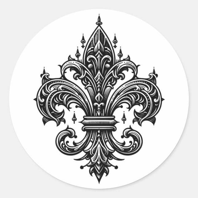 Sticker Rond Style gothique Fleur-de-lis (Devant)