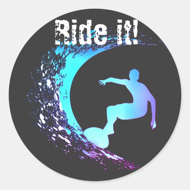 Sticker Rond Style Graffiti Surfer (Devant)