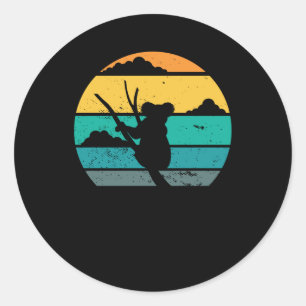 Sticker Rond Style Koala Retro   Cadeau Ours Koala