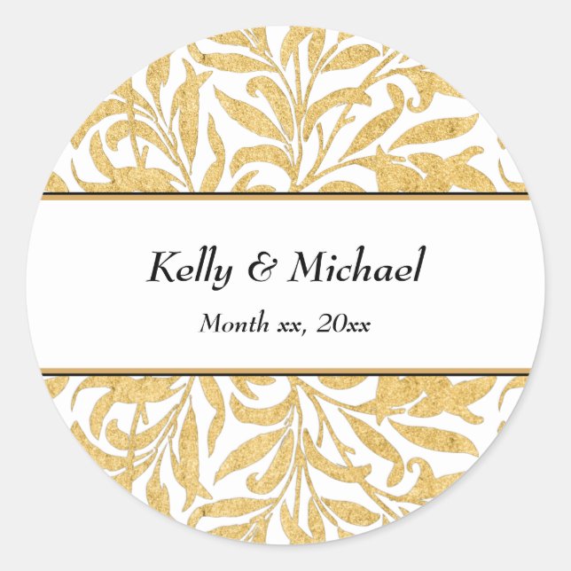 Sticker Rond Style Mariage Classic Round Gold et Black (Devant)