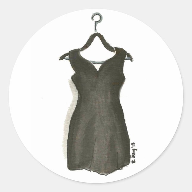 Sticker Rond Style Mode LBD Little Black Robe Fashionista (Devant)
